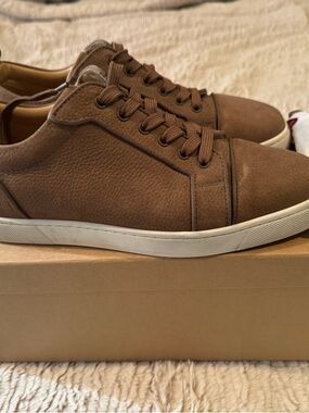 Christian Louboutin Men's Brown Low-Top Leather Sneakers
